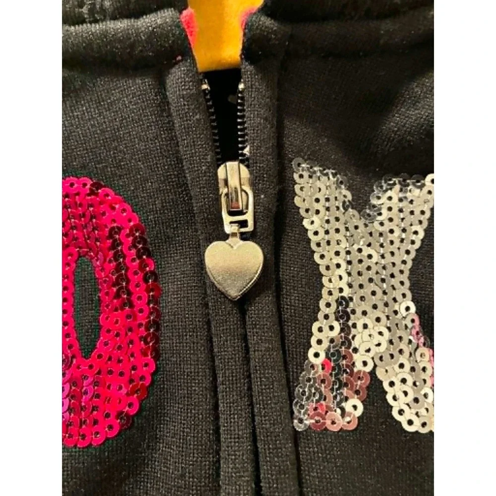 XOXO Hoodie and Joggers Set Toddler 18M Black New Sequin Sherpa Lined Tracksuit